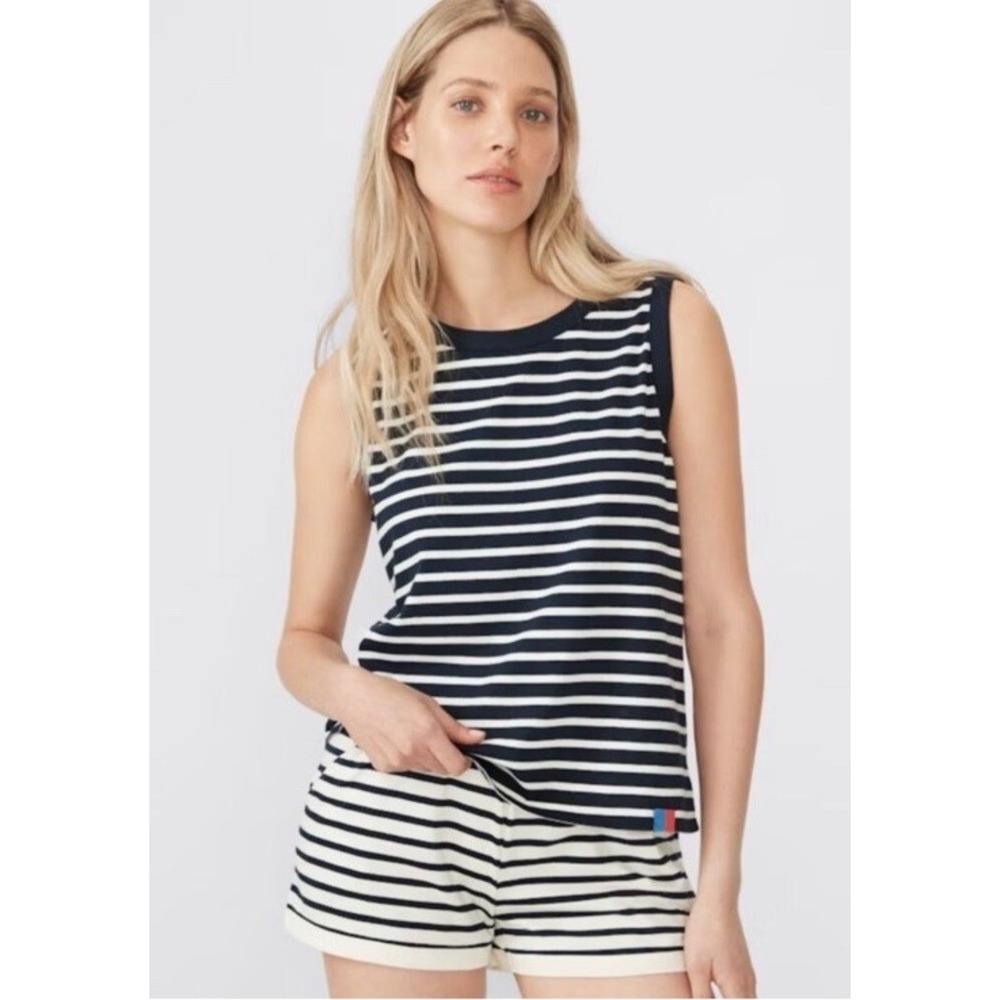 KULE THE SLEEVELESS STRIPES TANK Navy White Nautical Size XL NWT